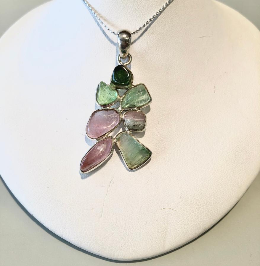 Maine Tourmaline MultiGem Silver Pendant Mainestone Jewelry Farmington, Maine