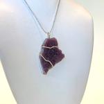 State of Maine Hand Carved Lepidolite Pendant