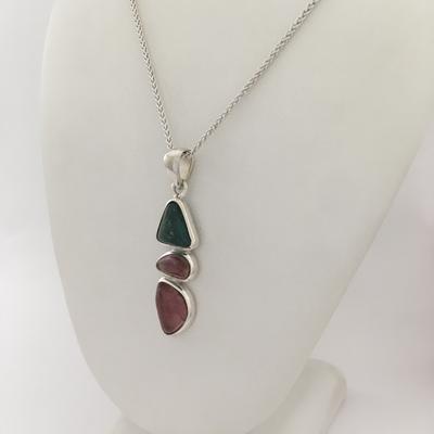 Three Stone Maine Tourmaline Cabochon Pendant