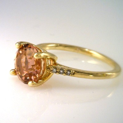 Rose Pink Maine Tourmaline and Diamond Ring