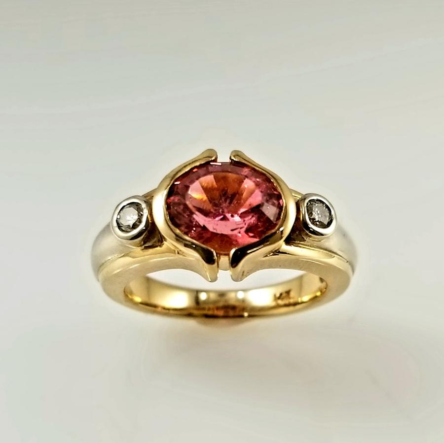 Pink Maine Tourmaline Ring With Diamonds Mainestone Jewelry