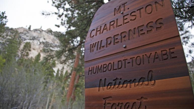 Entrance sign for the Mt. Charleston Wilderness Area. Photo credit: Sydney Martinez/Travel Nevada