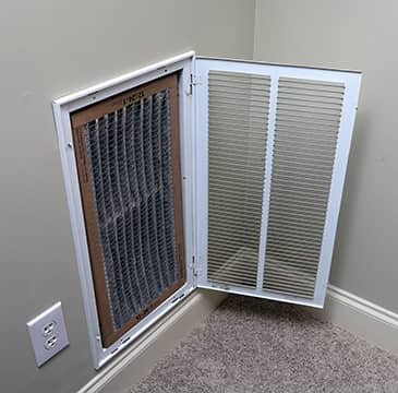 a residential air duct inside of a home in olathe kansas