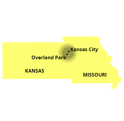 where we service map of kansas featuring overland park