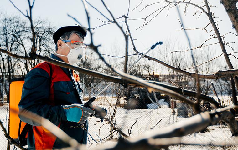 technician working in winter