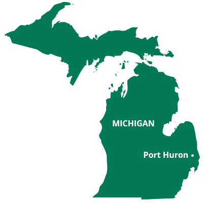 where we service map of michigan featuring port huron