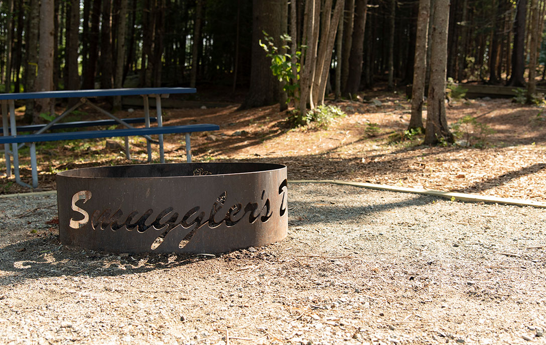 Camping At Smuggler's Den fire pit at campsite near acadia