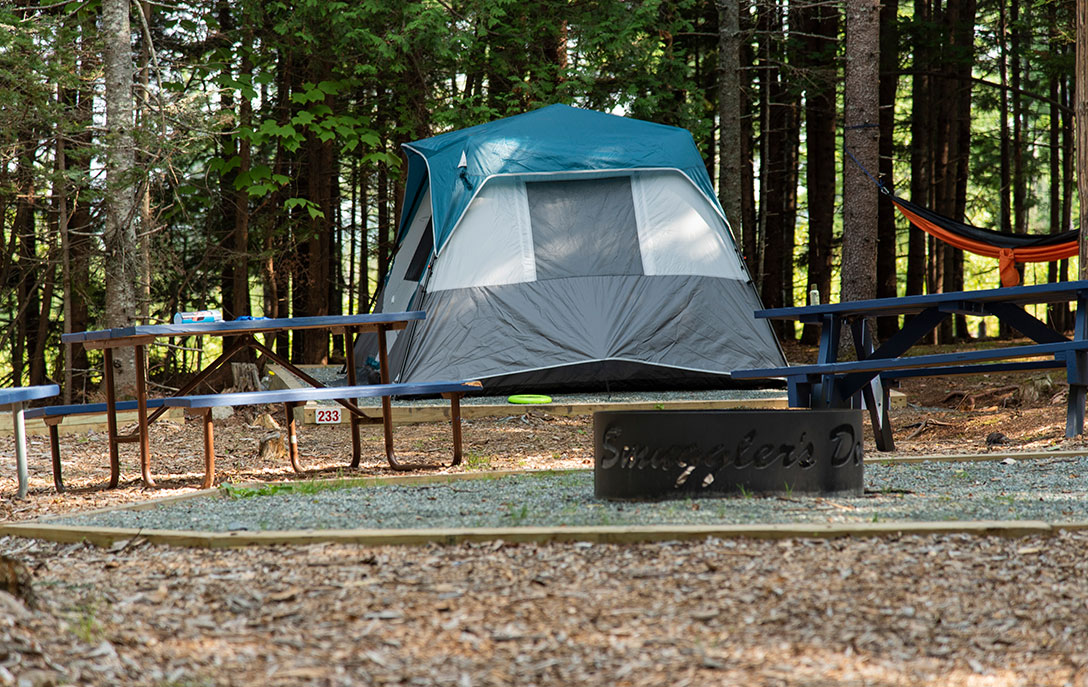 Smuggler's Den Tent Site relaxing tent campsite at smuggler's den