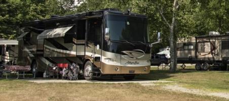 Motorhomes Welcome At Smuggler's Den motorhome at campground near acadia