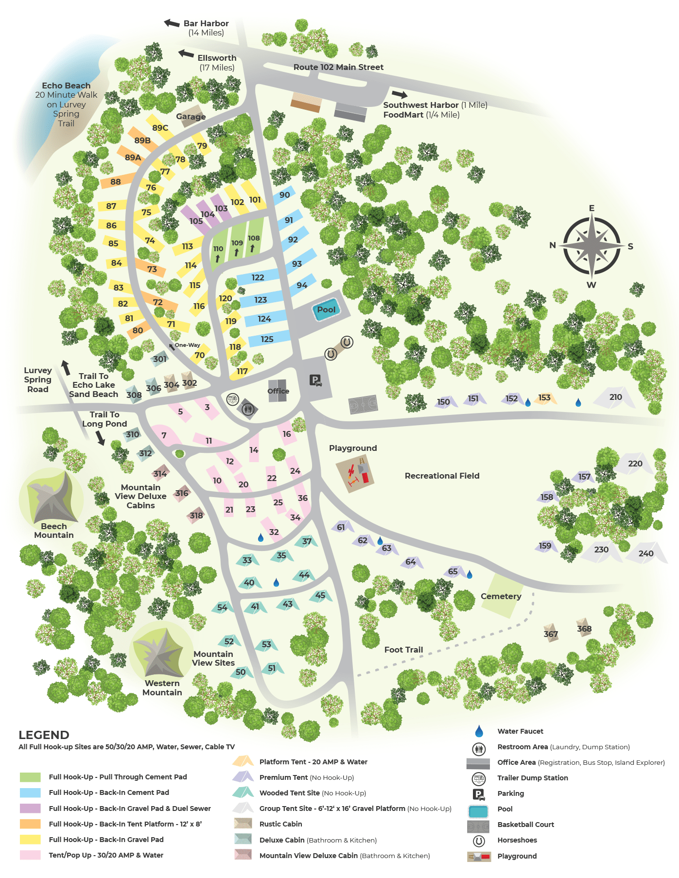 View Our Campsites smugglers den campground map