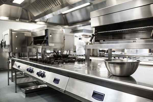 a sanitized commercial kitchen
