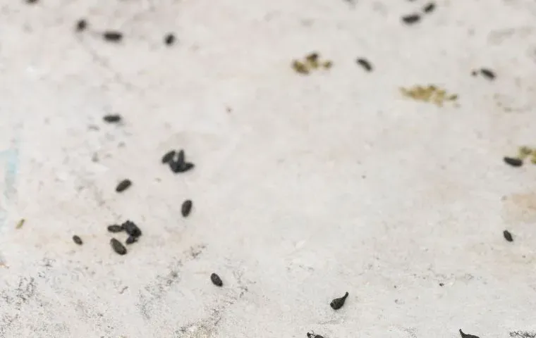 rodent droppings contaminating a surface in a home
