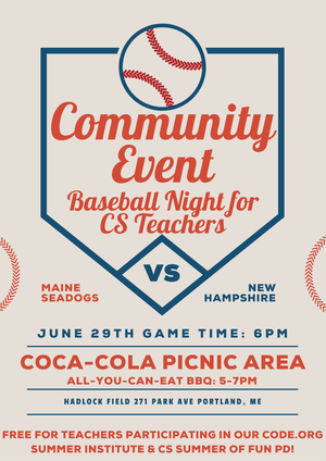 Community Event announced for our CS teacher PD week