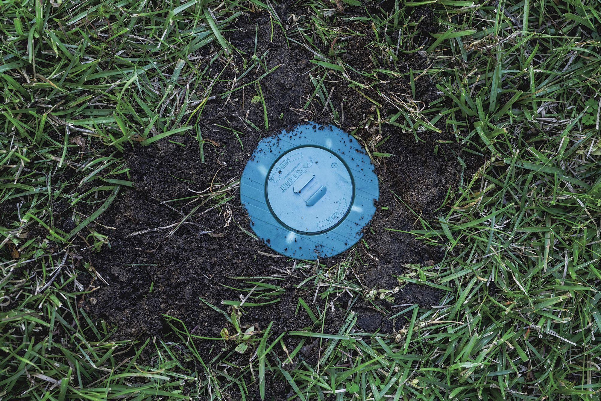 a bait station in the ground
