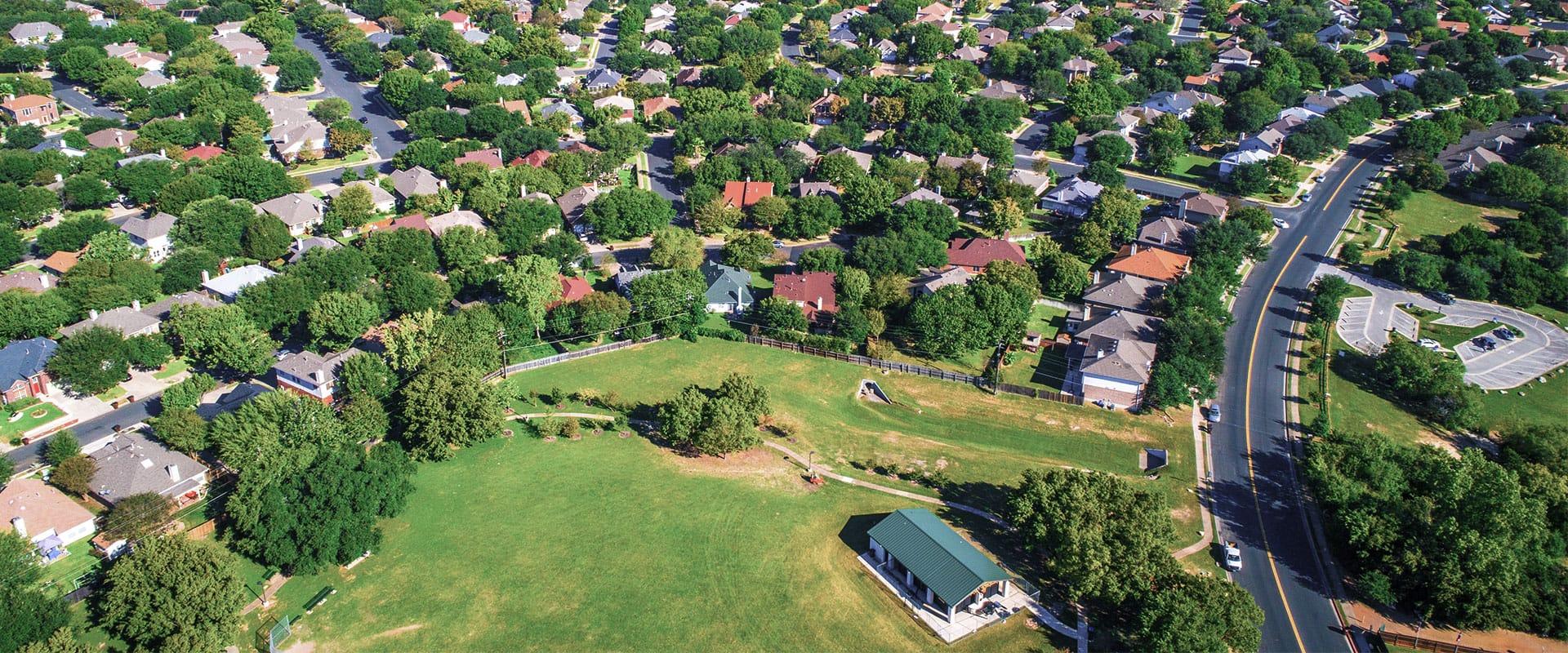 overhead view of a neighborhood in dallas texas
