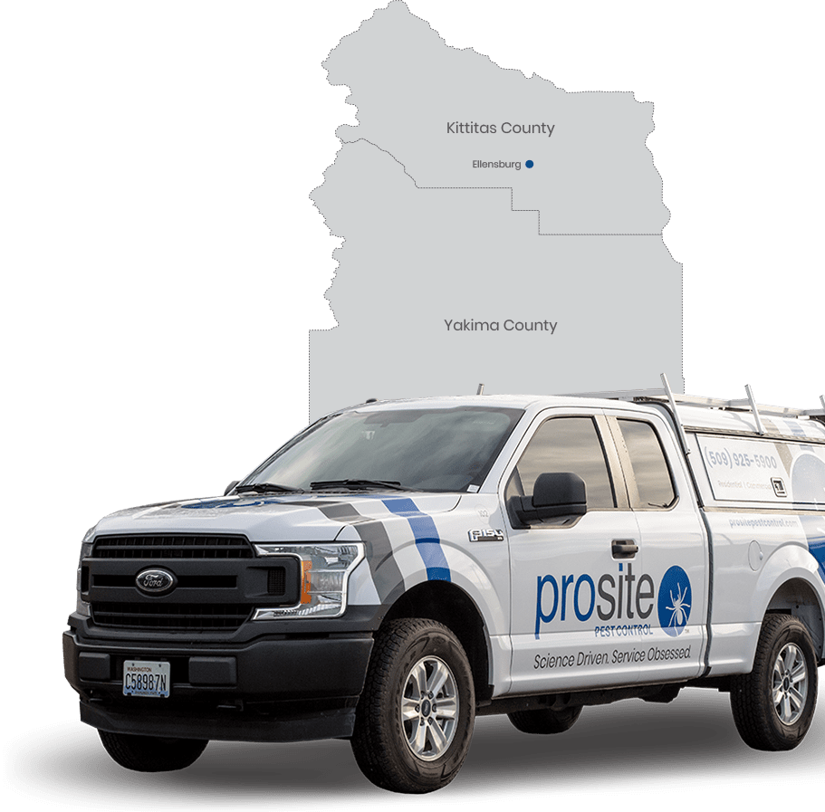 Prosite Pest Control Services Central WA prosite pest control truck and service area map