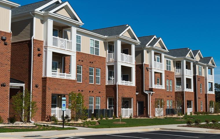perspective shot of several apartments in a complex