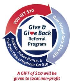 give and give back referral program logo