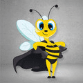 a cartoon bee with a cape