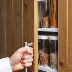 food stored in air tight containers in pantry
