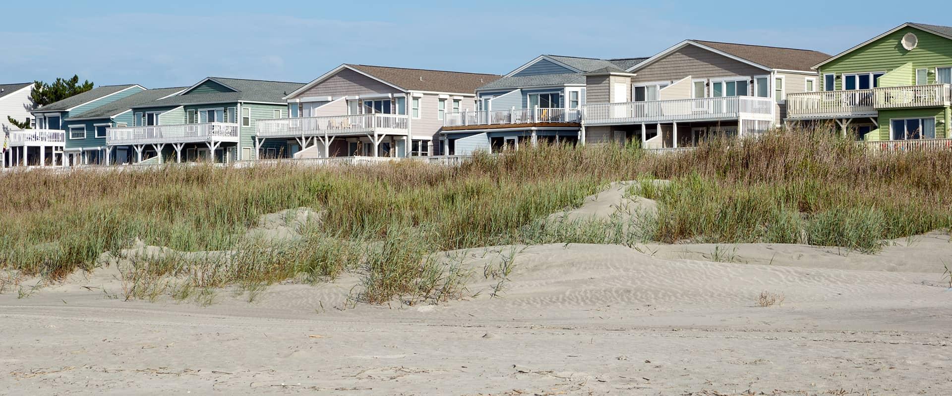 beach view of a row of homes
