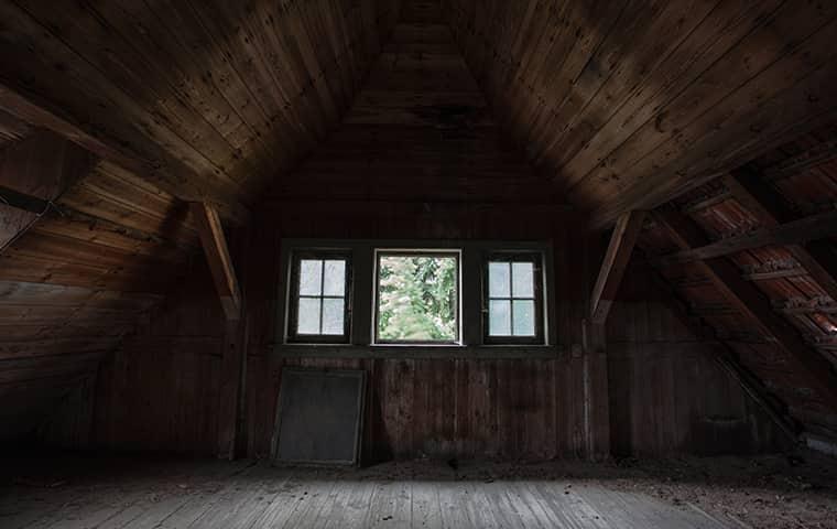 an empty dusty attic