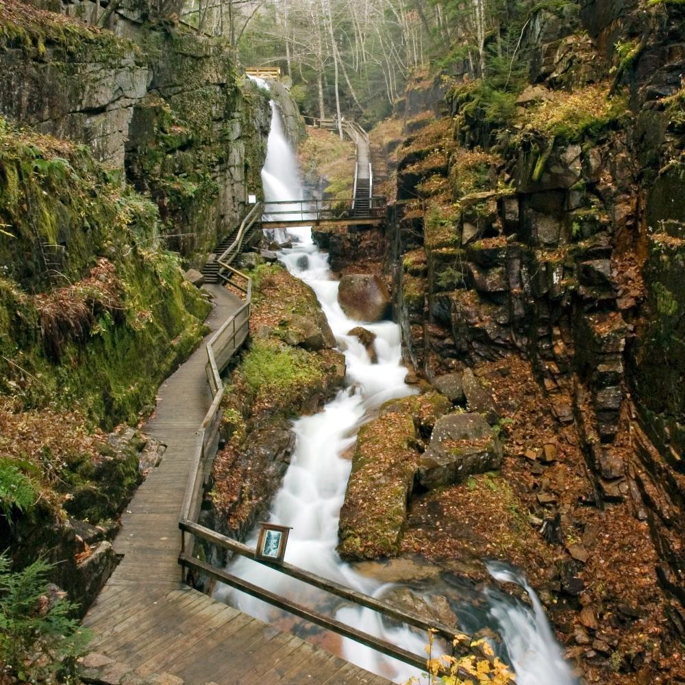 Cascading waterfall with viewing platforms