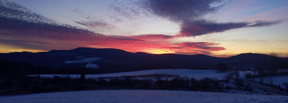 Returning home after a wintery day on trail