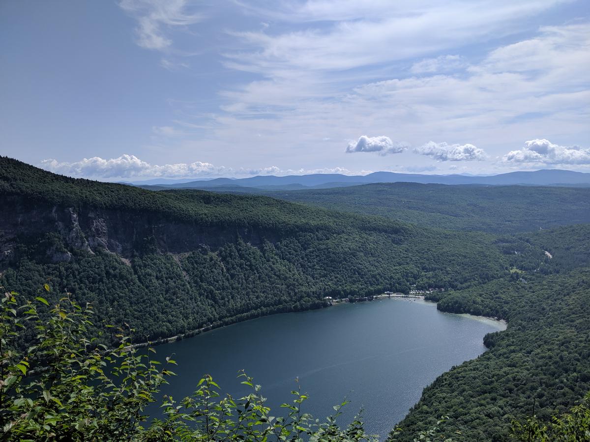 View over the south end of Lake Willoughby from the lookouts on Mount Hor