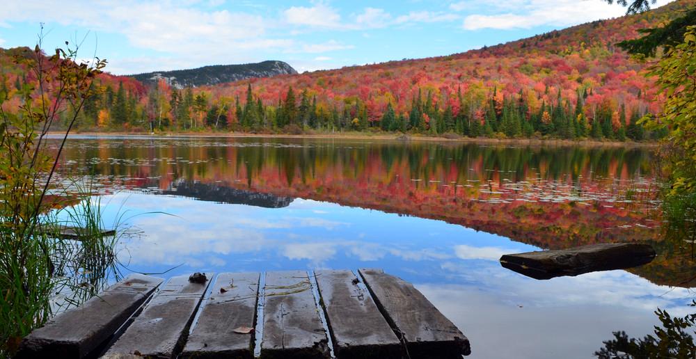 Wheeler Pond in the fall with Wheeler Mountain in the distance. Photo credit: Green Mountain Club