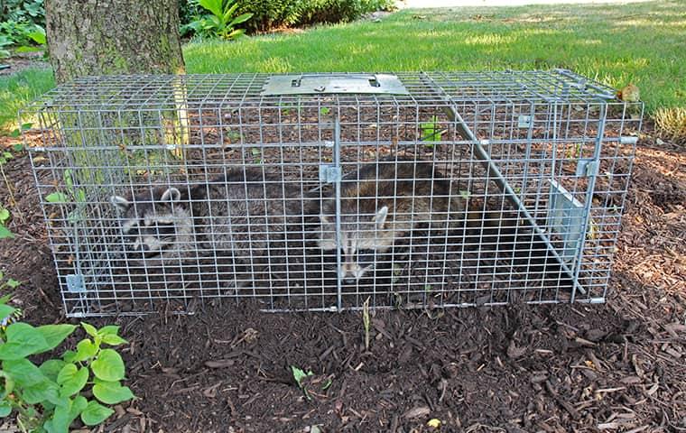 Raccoons Can Damage Your Home And Be Threatening To You And Your Family two raccoons caught in live trap in new york