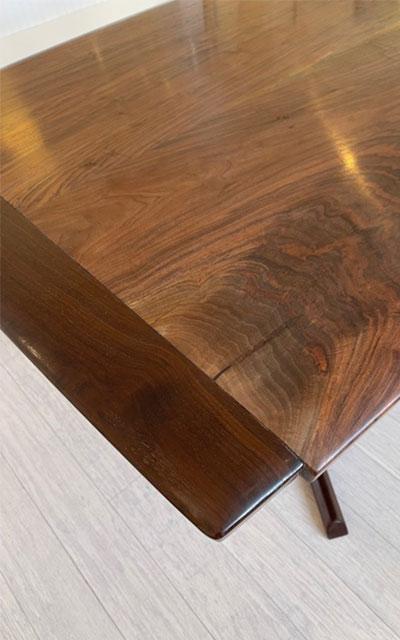 Close up walnut dining table