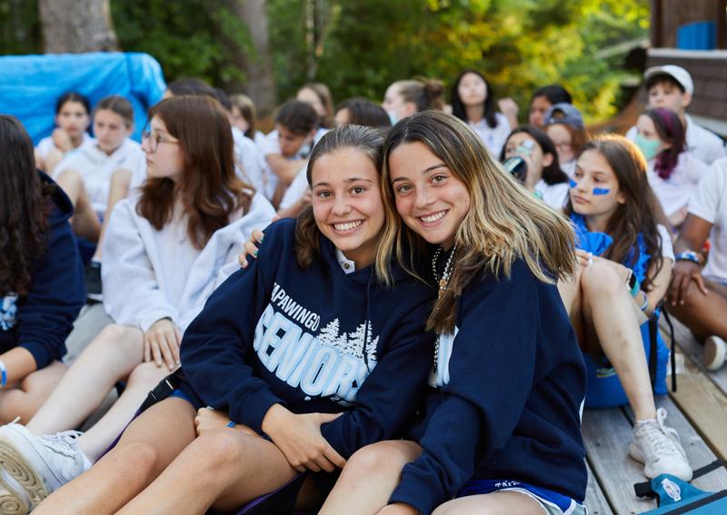 Campers gather outside at Camp Tapawingo, Maine.