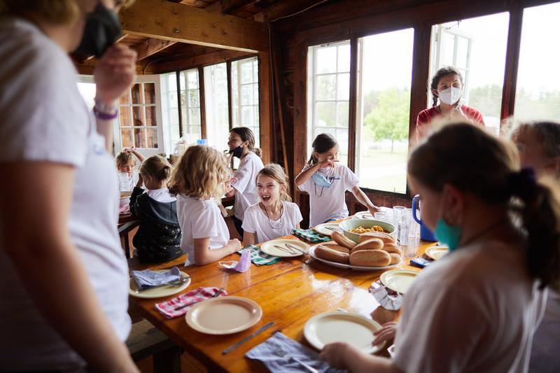 Tapawingo campers enjoy lunchtime in the Dining Hall