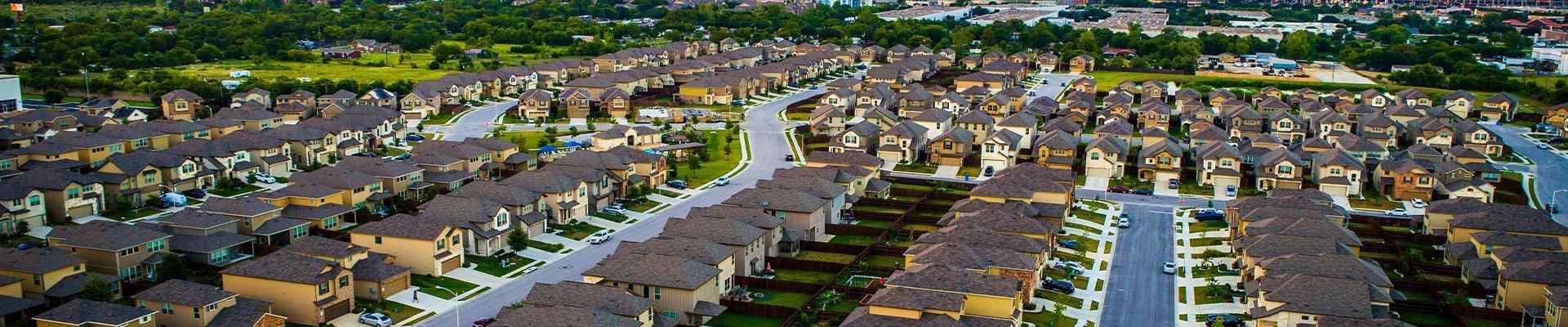 aerial view of a suburban neighborhood in corinth texas