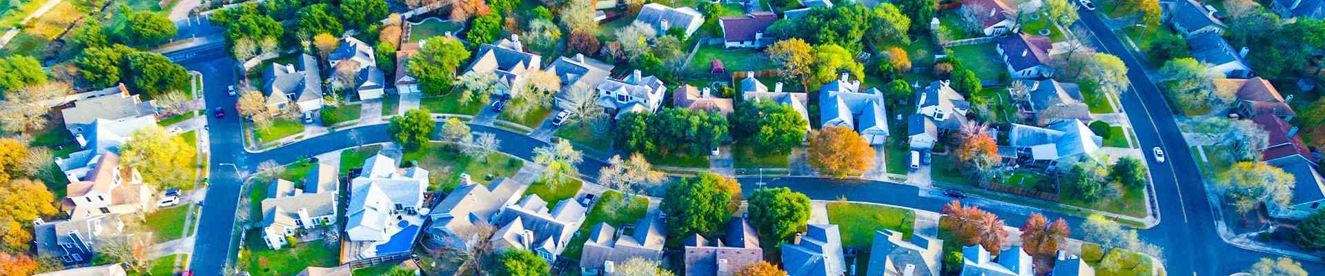 aerial view of a neighborhood in double oak texas