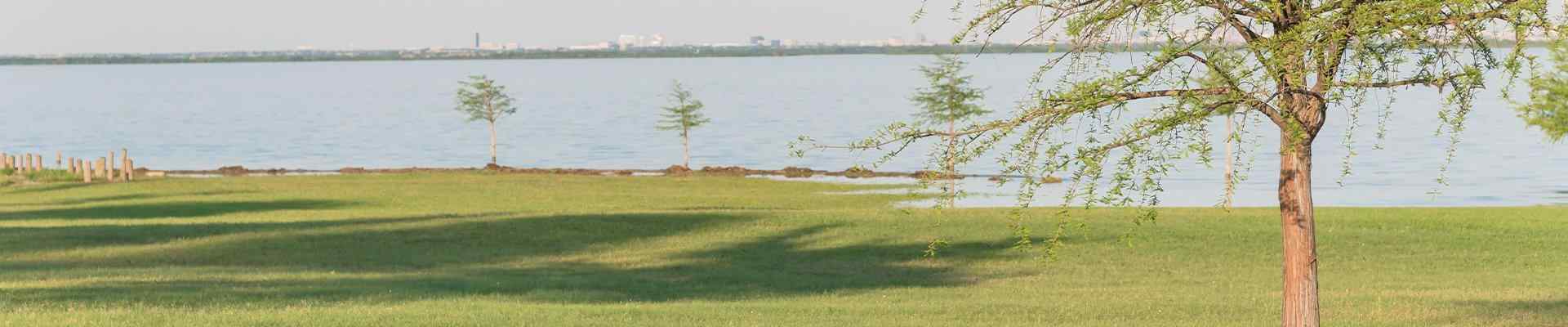 view of a lake in a park in lewisville texas