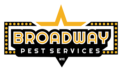 broadway pest services white logo over a transparent background